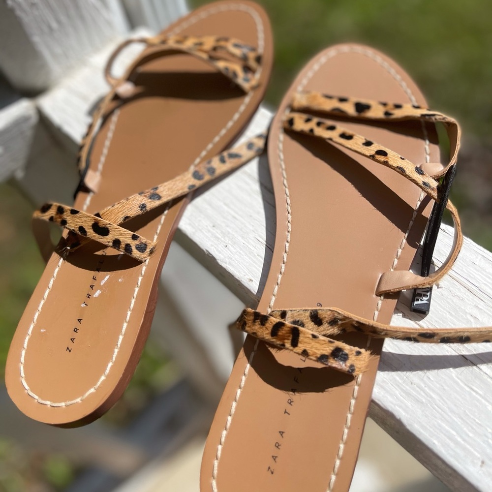 Zara Cheetah Ankle Strap Sandals